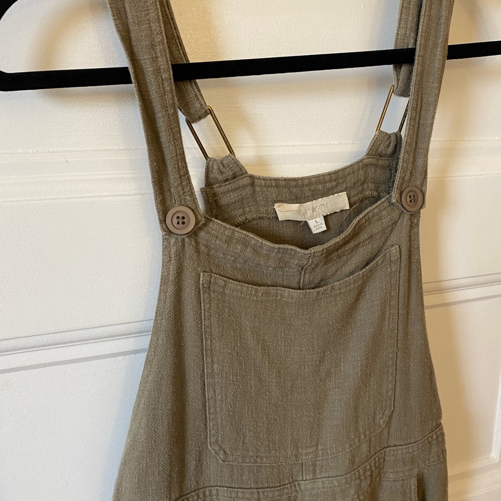 🌻Linen Blend Casual Olive Green Overalls - Picture 9 of 11